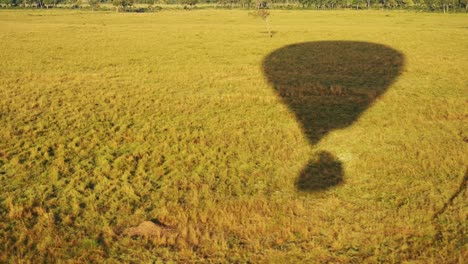 Low-flying-hot-air-balloon-ride-over-empty-African-grassland-savanna-in-Maasai-Mara-National-Reserve,-Kenya,-Africa-Safari-adventure-tours-in-Masai-Mara-North-Conservancy