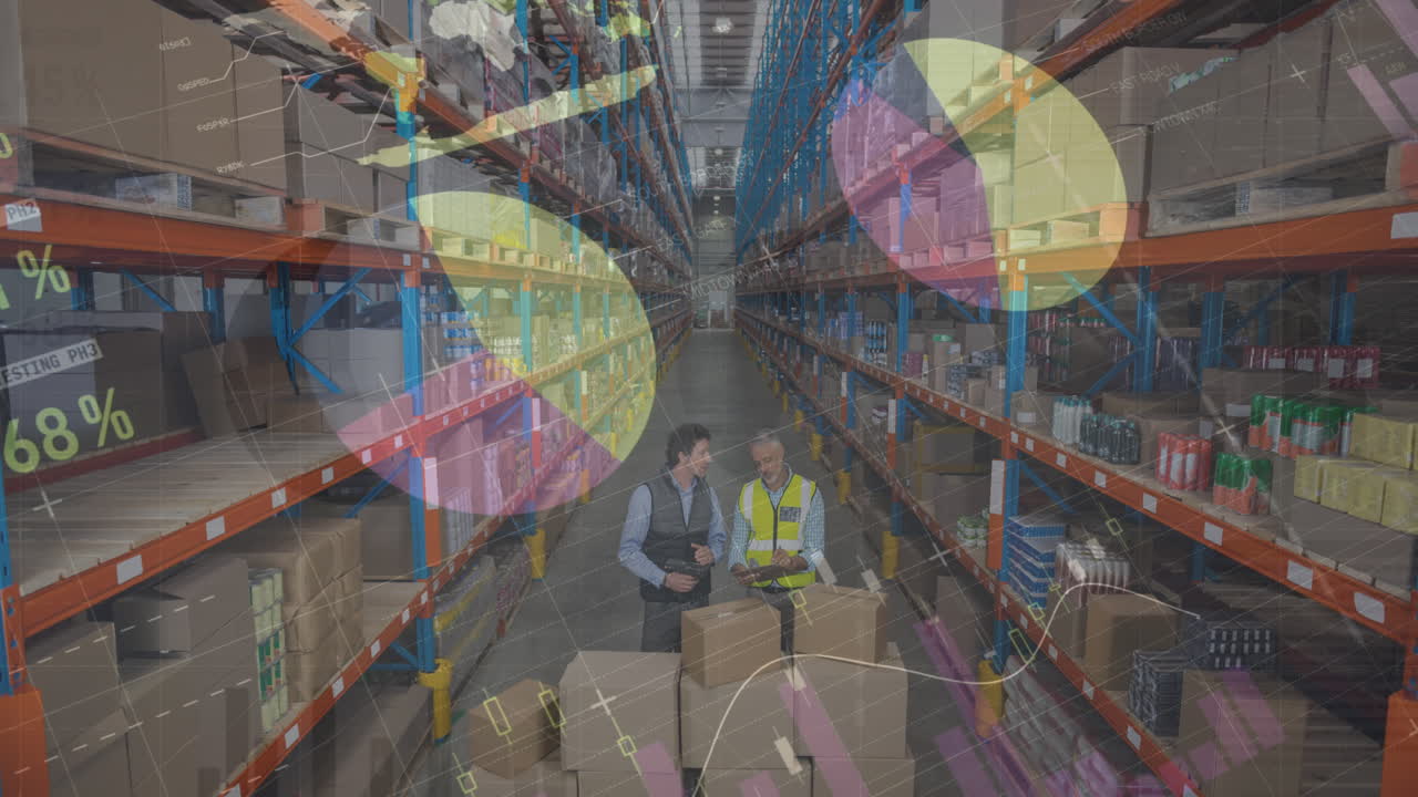 animación del procesamiento estadístico de los hombres que trabajan en el almacén