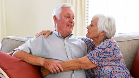 Älteres-Paar-Interagiert-Im-Wohnzimmer-Miteinander