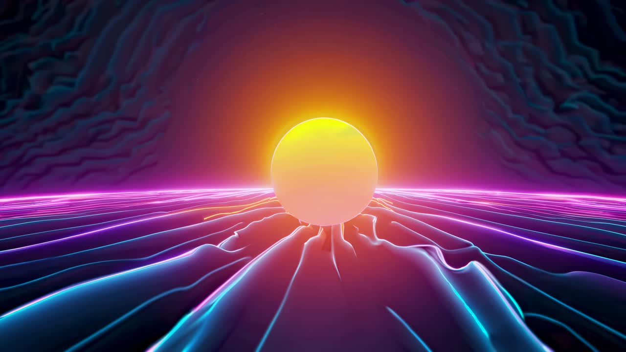 la escena del neón retro en 3d