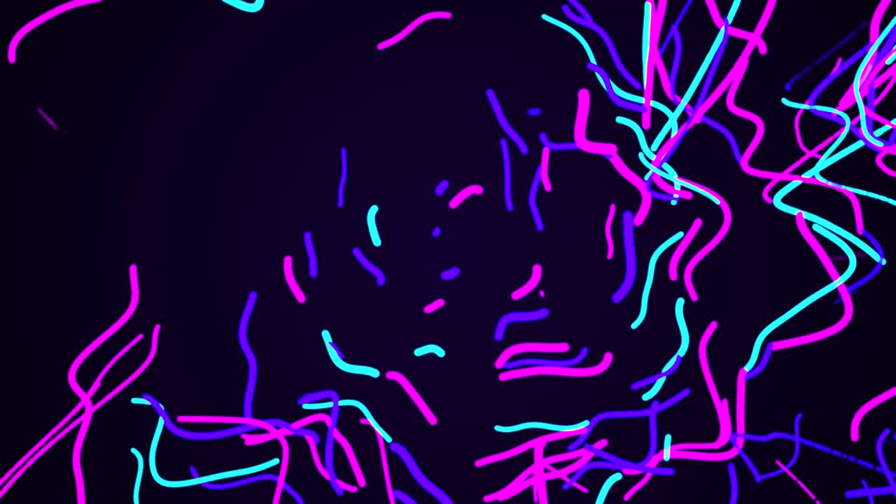 animación 4k líneas de neón senderos de partículas en bucles sin costuras