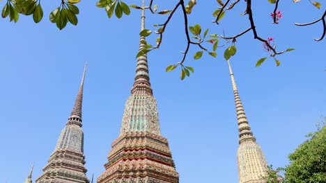 pagodas and trees under a clear blue sky