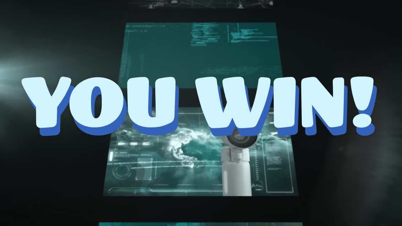 검은색 배경에 디지털 화면에서 텍스트를 이기는 애니메이션