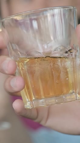 close-up of a glass with a drink