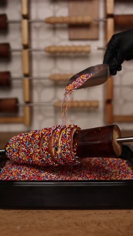 preparing colorful sweet pastry