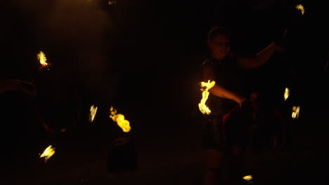 fire dancers performing