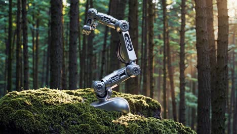 robot arm in a forest