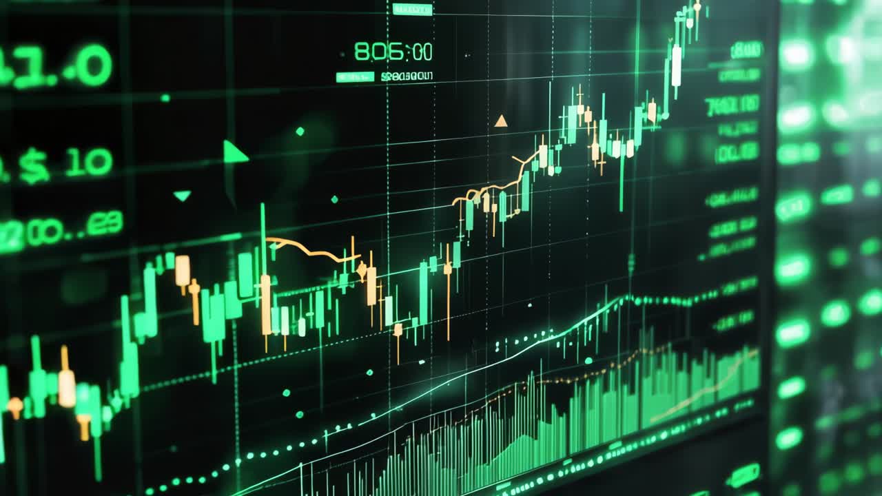 gráfico del mercado de valores en una pantalla digital