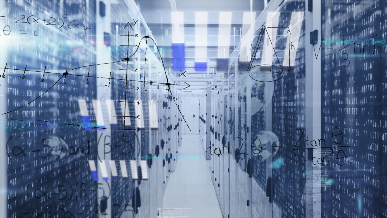 Animation of data processing over server room