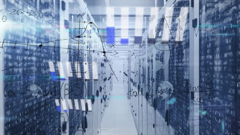 animation of data processing over server room