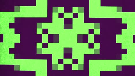 pixelated green cross on purple background