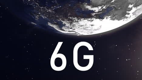 animación de formas rojas que se mueven sobre 6g y el globo que gira en el espacio