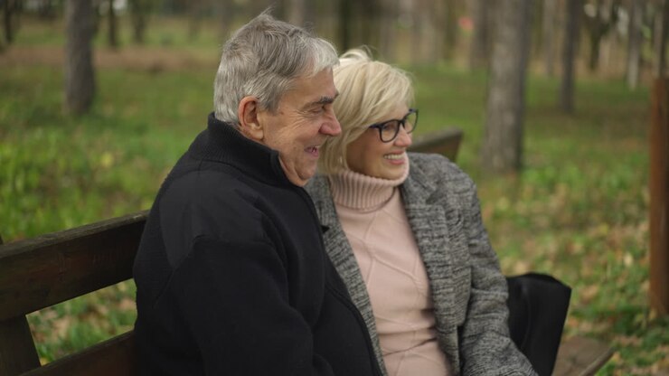 Senior couple enjoying time together in the park