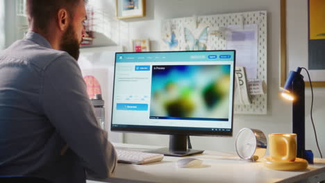 man using ai art generator on computer