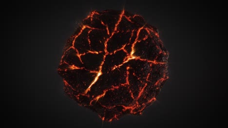 realistic volcano lava sphere rotating. 3d abstract