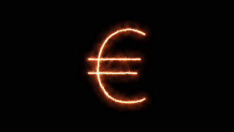 euro currency symbol of burning flames and neon lights