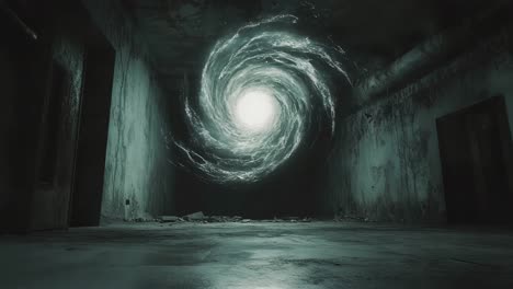 abstract vortex in an abandoned room