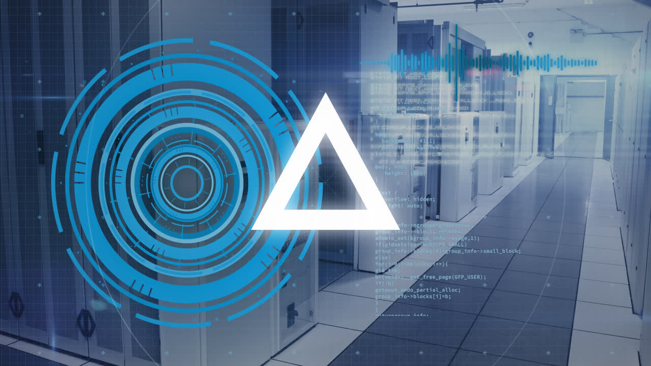 animación del procesamiento de datos en la sala de servidores
