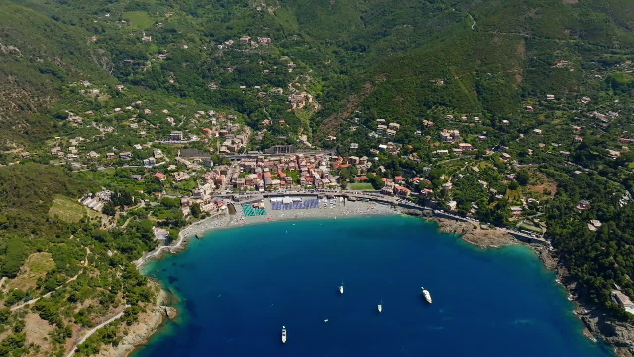 Aerial View of Monterosso Beach, Cinque Terre, Italy