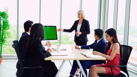 business people in the conference room with green screen