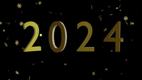 animación de texto de 2024 y estrellas doradas en fondo negro