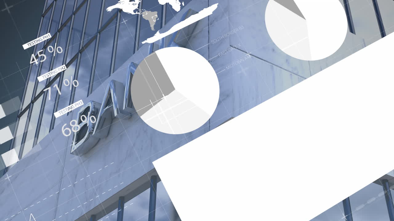 animación del procesamiento de datos estadísticos contra la construcción de bancos