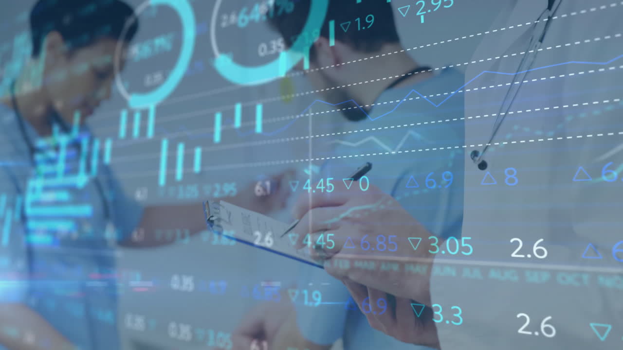 animación del procesamiento de datos sobre diversos médicos