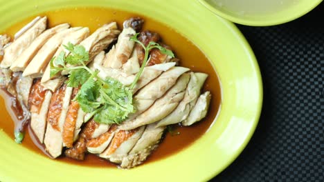 singapore chicken meat and rice on a plate ,