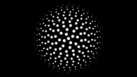 circular monochrome seamless dot pattern 4k animation with 4 fold rotational symmetry