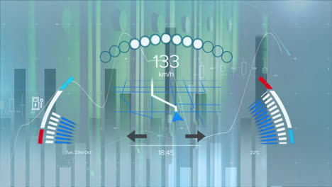 Animation-Von-Tachometer-Und-Datenverarbeitung-über-Serverraum