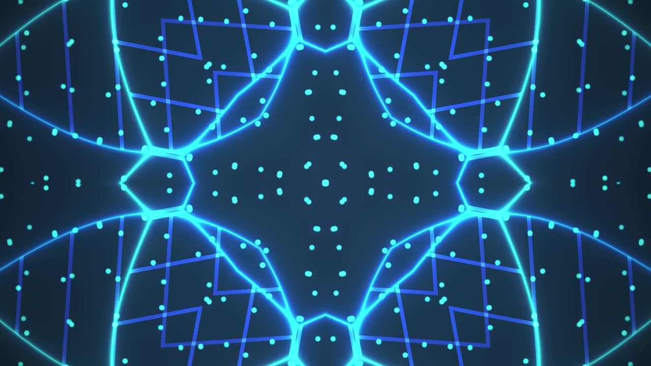 Abstract Neon Blue Geometric Pattern Pulsing and Rotating