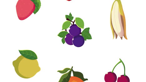 healthy fresh fruits pattern animation