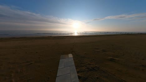 path through the beach to the sea in rimini, italy