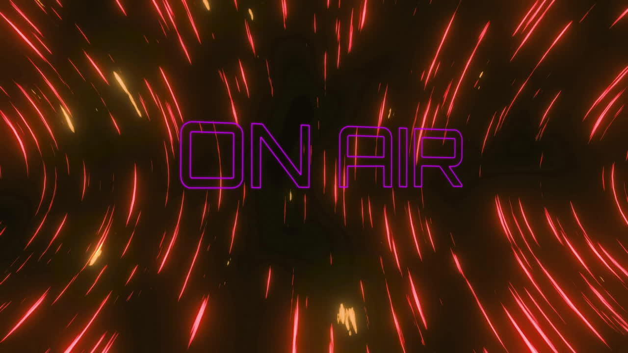 On Air text over dynamic red and orange light streaks animation