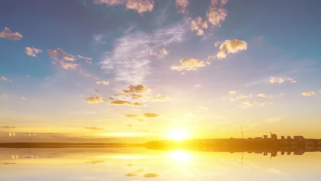 futuristic background consisting of time lapse sea sunset scene time lapse video loop and their reflection, video loop