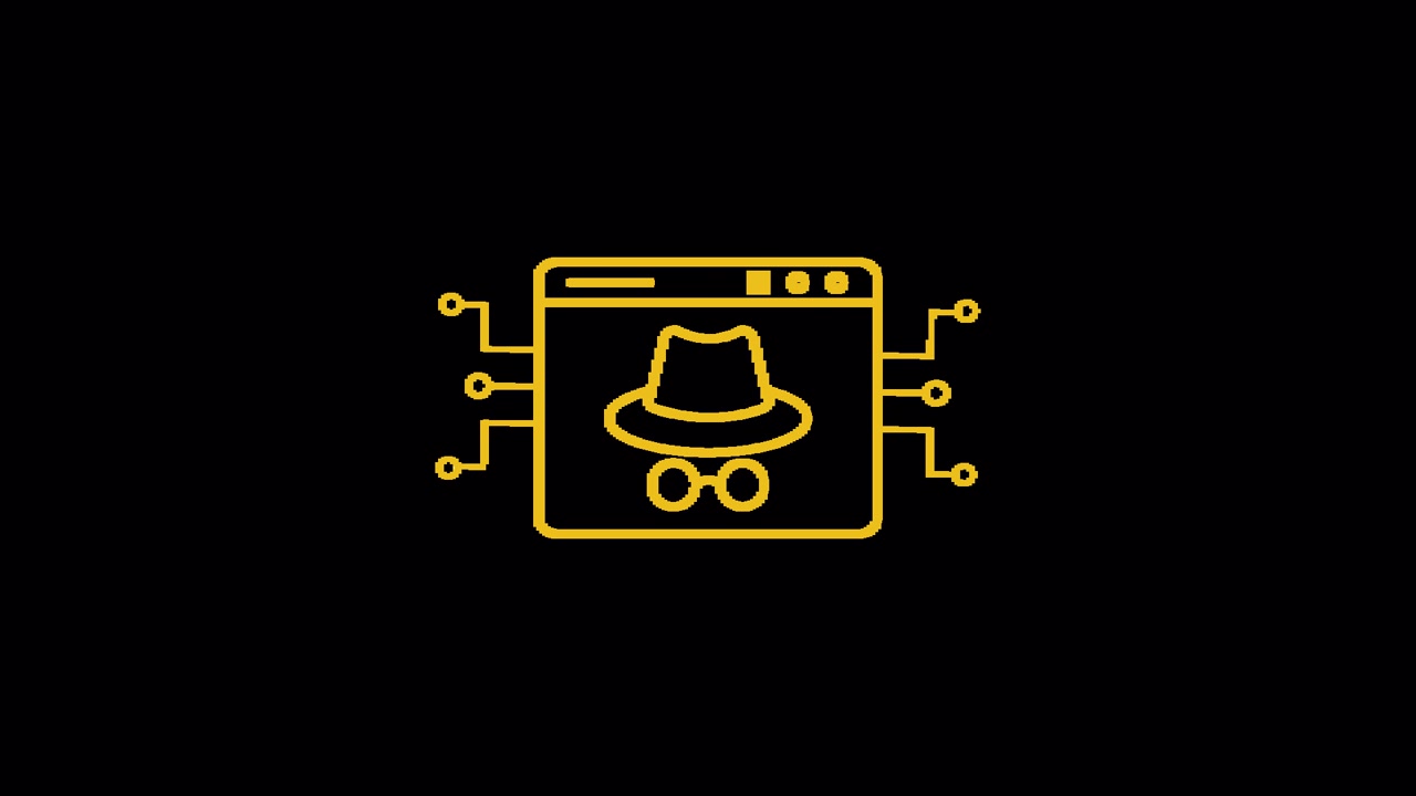 Animiertes Inkognito-Browser-Symbol mit digitaler Schaltung