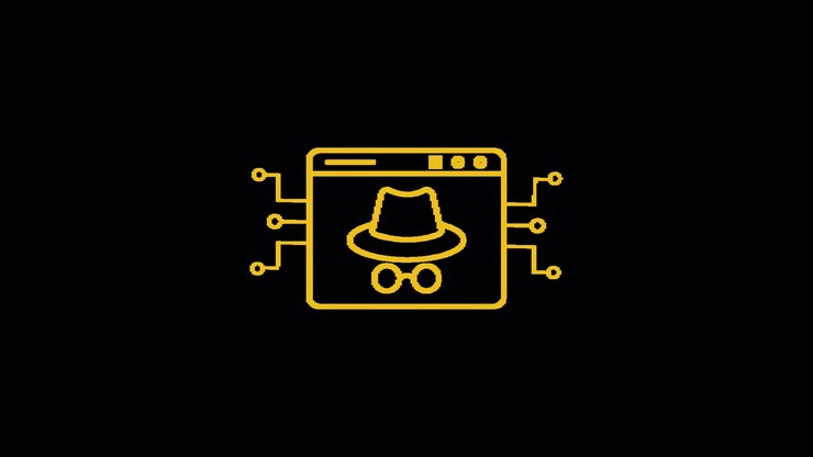 Animated Incognito Browser Icon with Digital Circuitry