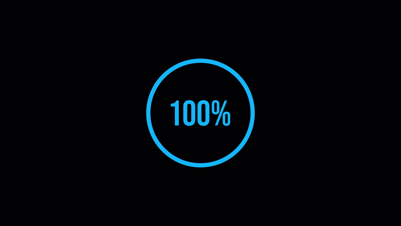 Digital Loading Progress Circle Counting from One to One Hundred Percent