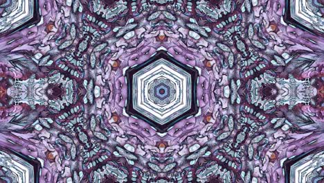 patrón de kaleidoscopio abstracto con colores rosa, púrpura, azul, amarillo y blanco. mandala mágica. fondo gráfico de movimiento multicolor 4k abstracto. animación fractal.