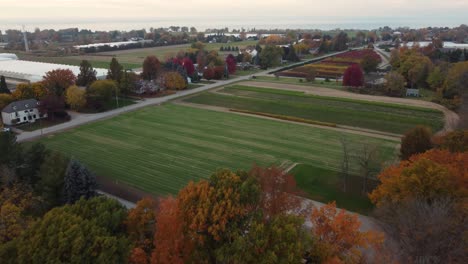 vibrant fall colors surrounding fields and garden in the niagara region, ontario, canada