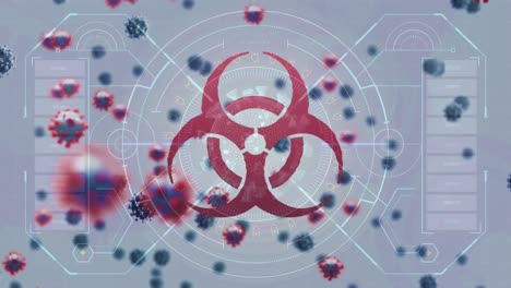 Animation-of-covid-19-cells-and-data-processing-over-biohazard-symbol