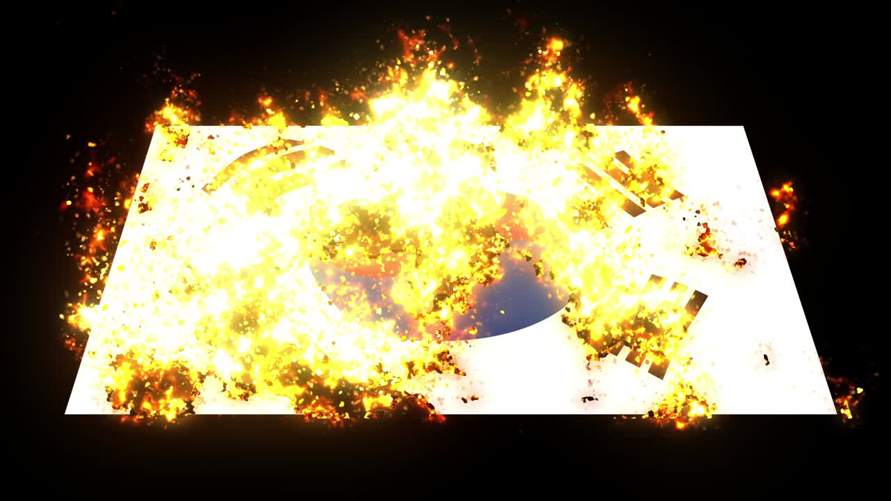 남한의 발이 불타고 있는 애니메이션