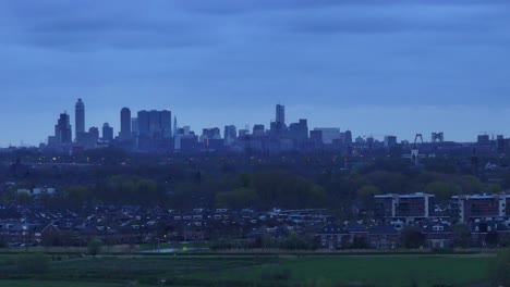 city skyline, building silhouettes, vehicle transportation movement