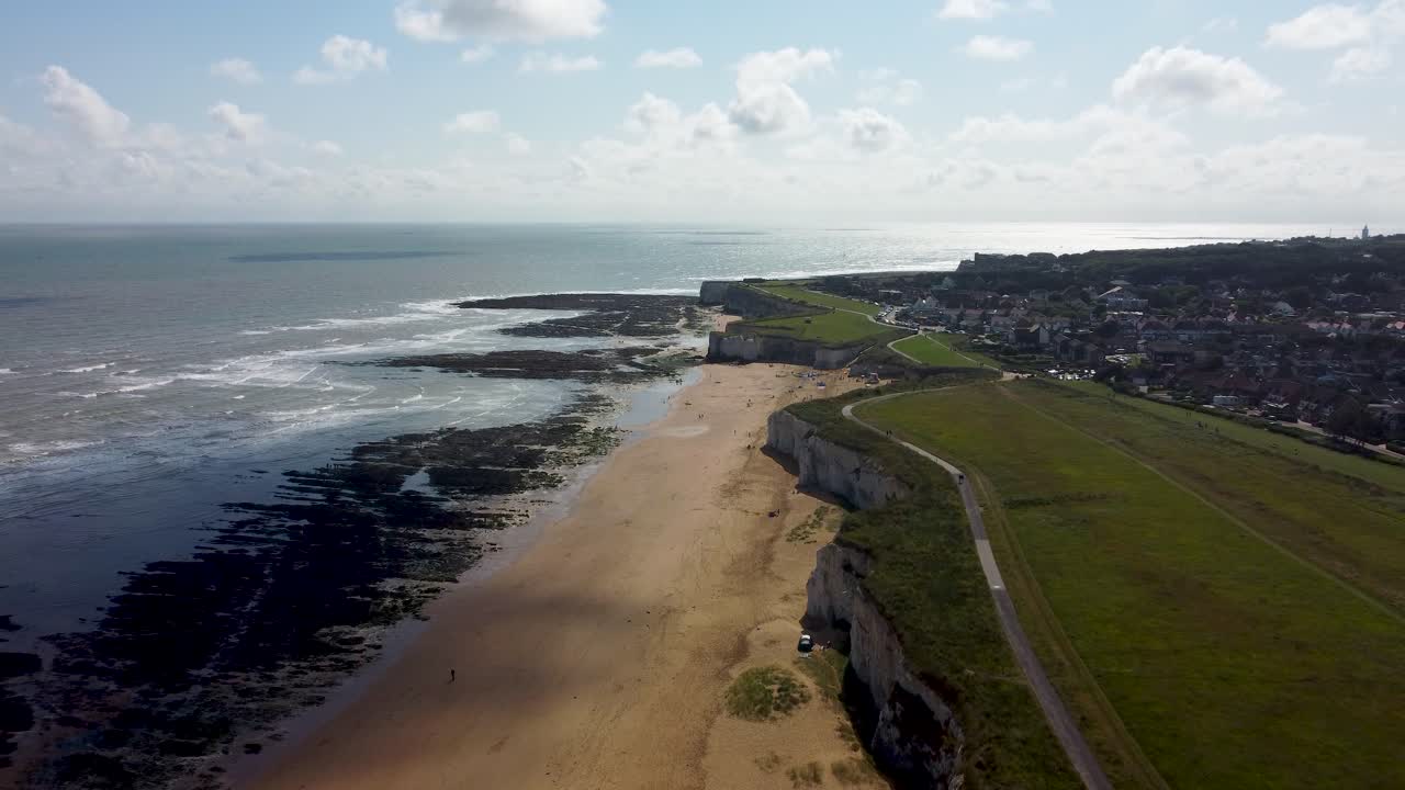 Aerial Along Botany Bay Beach And Prince's Walk Path In Margate