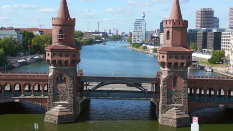 summer day east west berlin border river bridge germany