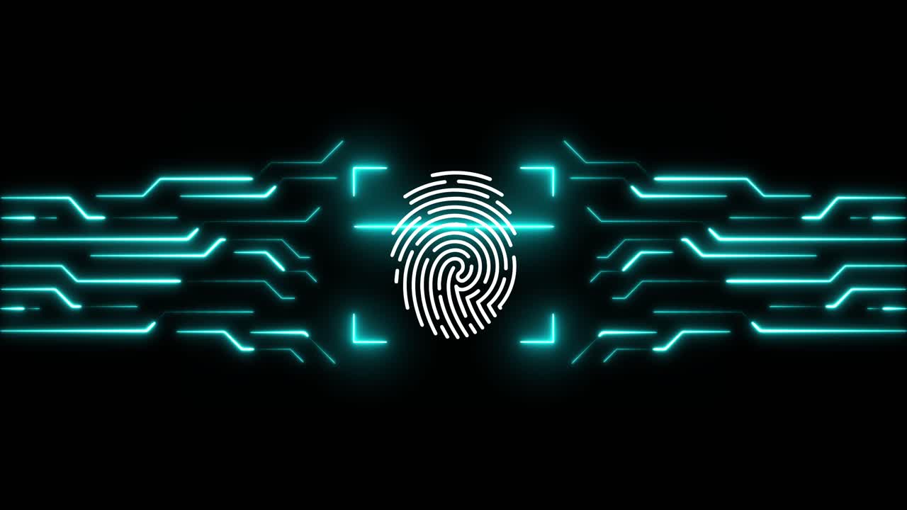 Futuristic Biometric Security with Neon Fingerprint