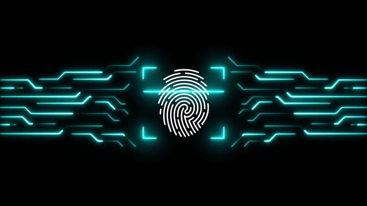 Futuristic Biometric Security with Neon Fingerprint