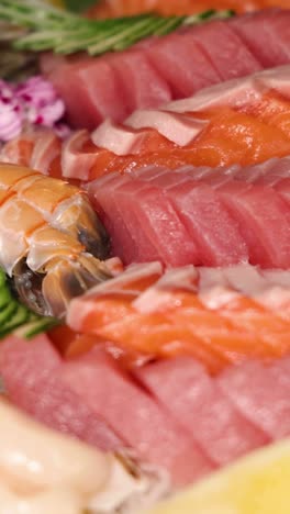 a colorful array of sushi and sashimi delicacies