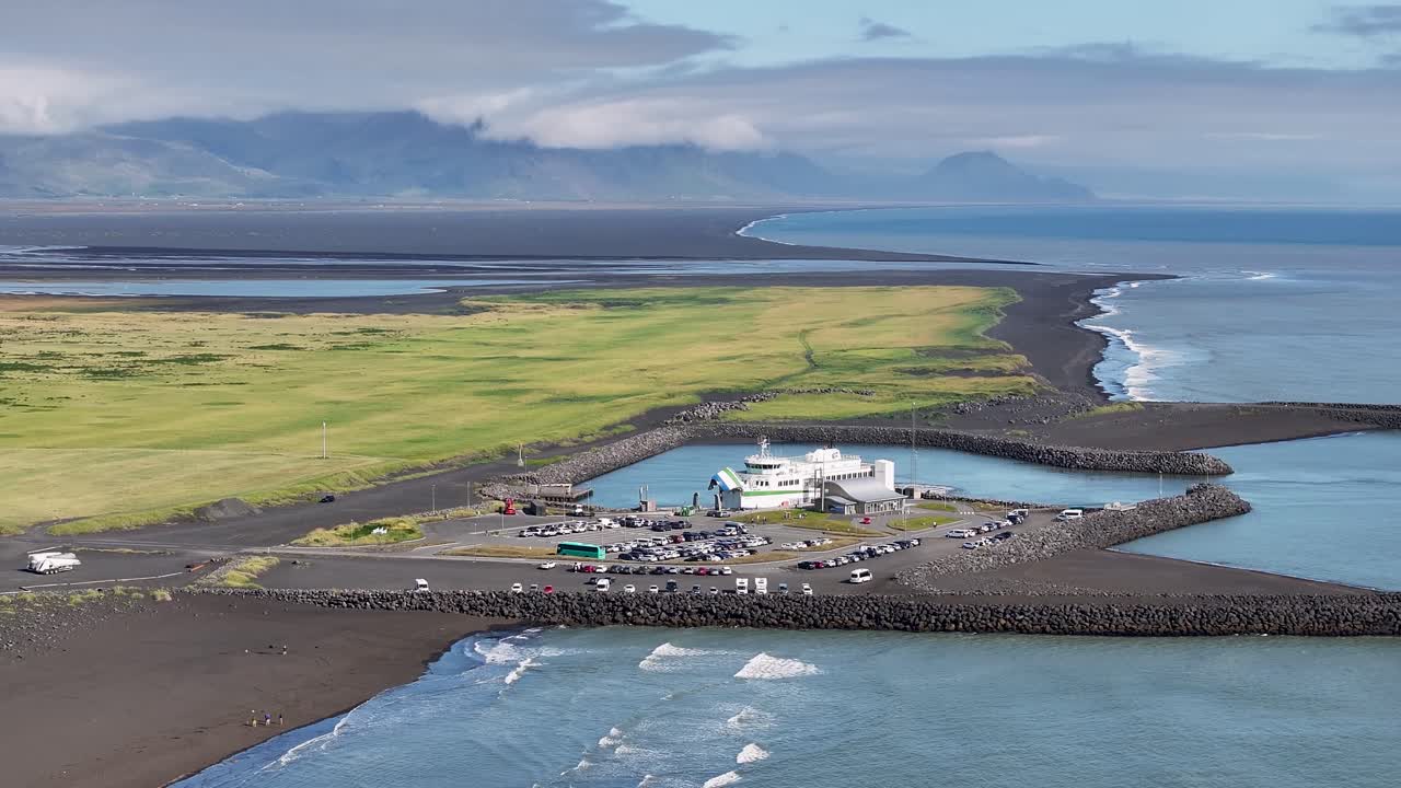 Aerial View Of Landeyjahofn Ferry Terminal Serving The Herjolfur Ferry To Vestmannaeyjar Island In Iceland