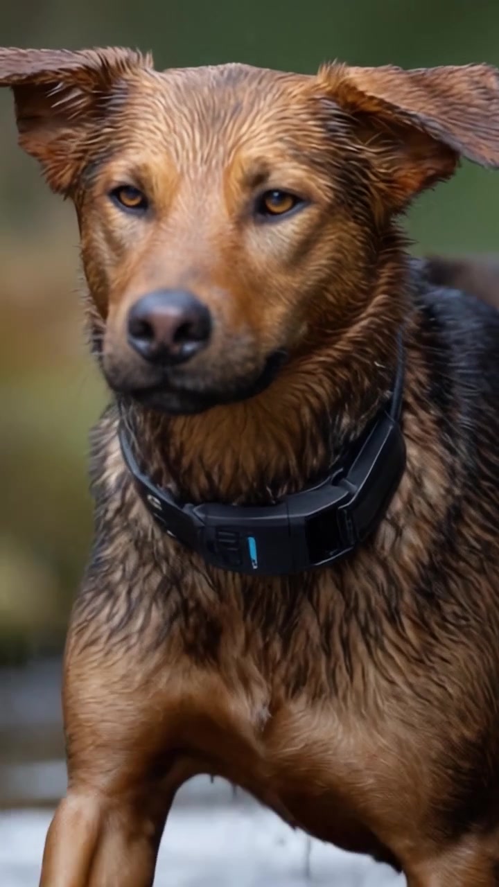 A playful dog splashes through water, showcasing its vibrant fur and water droplets in motion, embodying the essence of joy and energy in an outdoor setting.
